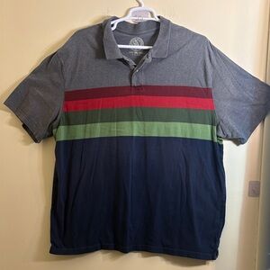Men's 626 Blue Gray Striped Polo‎ Shirt 3XL 100% cotton